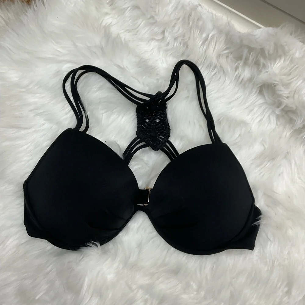 Vintage Victoria's Secret Black and Paisley Bikini Set